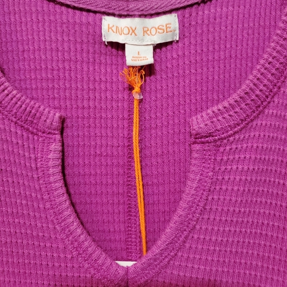 Knox Rose Purple Shirt Notch Neck Thermal Top Size Large NWT - Picture 3 of 5